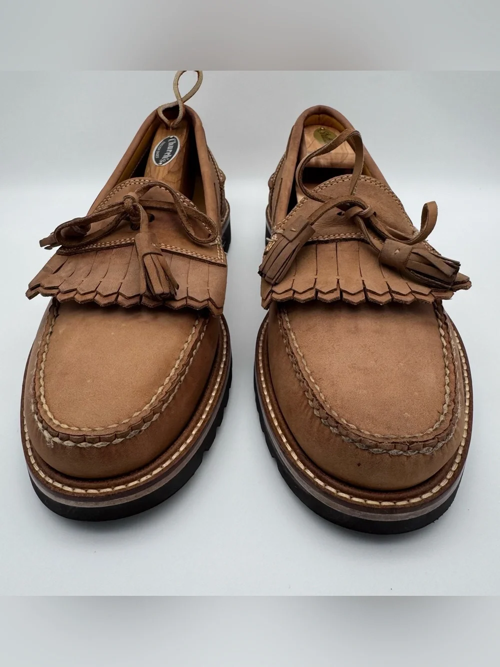 Orvis Brown Leather Kiltie Tassel Loafers Men Size 10 Slip On Dress Shoes EUC